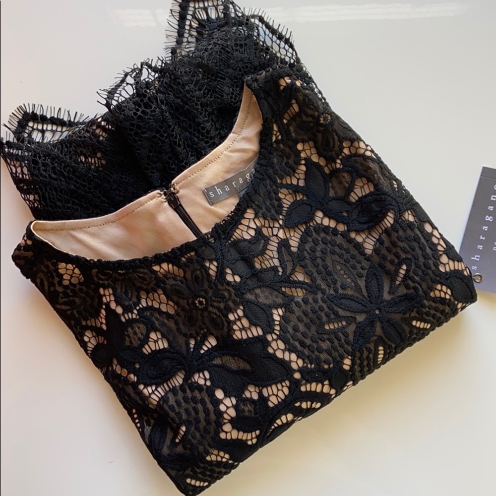 NWT Sharagano Floral Lace Scalloped Sheath Dress - Picture 7 of 9